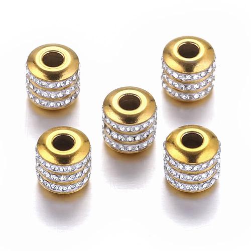 Edelstahl Perle Kappe, 304 Edelstahl, DIY & mit Strass, goldfarben, 8.50x8mm, 5PCs/Tasche, verkauft von Tasche