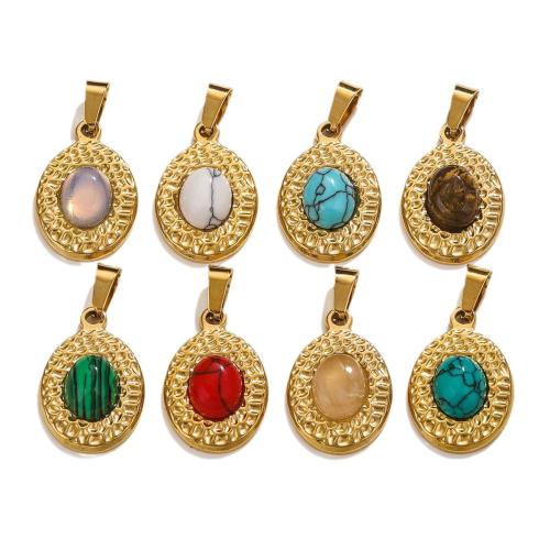 Stainless Steel Pendants 304 Stainless Steel with Gemstone DIY golden Sold By Bag