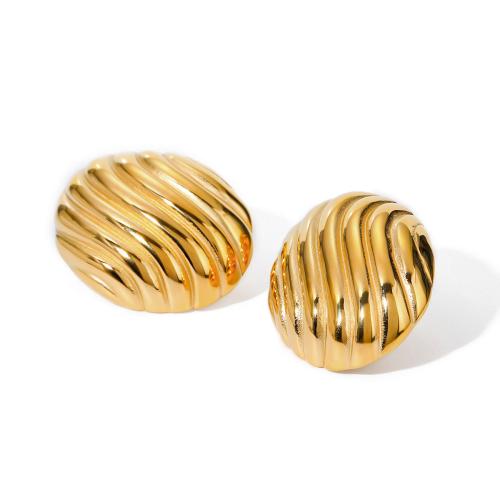 Stainless Steel Stud Earrings 304 Stainless Steel 18K gold plated fashion jewelry & for woman golden Sold By Pair