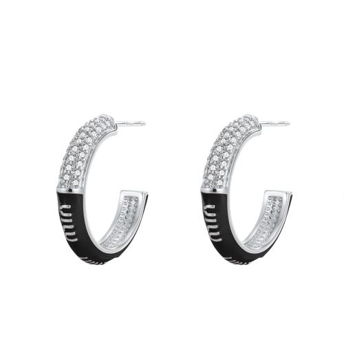 Cilindrata Zircone Orecchini in ottone micro pavimenta, placcato, gioielli di moda & Micro spianare cubic zirconia & per la donna & smalto, nessuno, assenza di nichel,piombo&cadmio, 22x22mm, Venduto da coppia