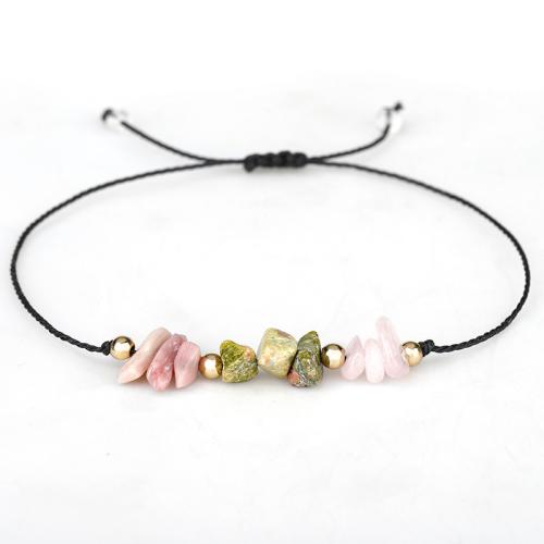 Gemstone Bracciali, rhodonite, with Filo di cotone & verde fiore, fatto a mano, gioielli di moda & unisex & stili diversi per la scelta, Lunghezza Appross. 26 cm, Venduto da PC