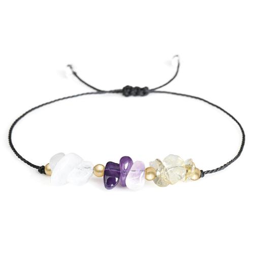 Quartz Armbånd, Niveau B Amethyst, med Bomuldsgarn & Clear Quartz, håndlavet, mode smykker & Unisex, Længde Ca. 26 cm, Solgt af PC