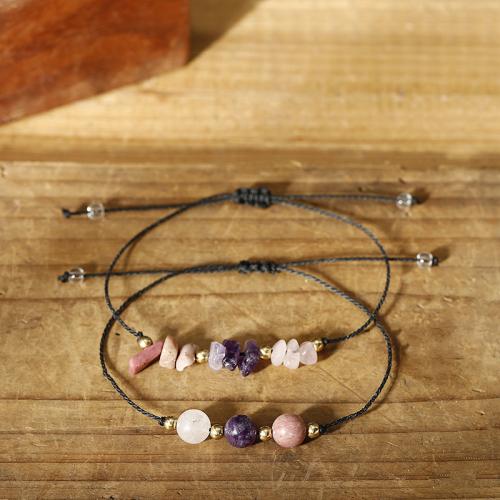 Quartz Armbånd, Niveau B Amethyst, med Bomuldsgarn & Rhodonite, håndlavet, mode smykker & Unisex & forskellige stilarter for valg, Længde Ca. 26 cm, Solgt af PC