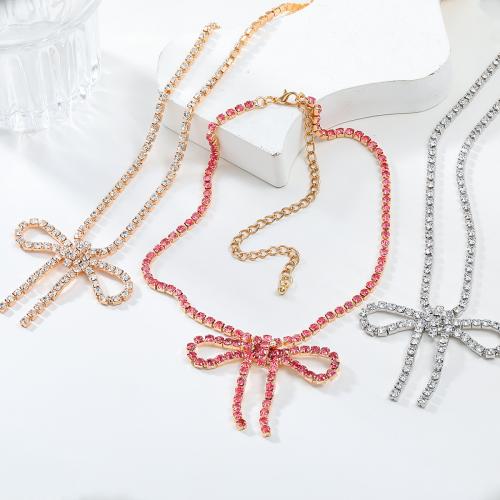 Colar de jóias de liga de zinco, with 2.83 Inch extender chain, joias de moda & para mulher & com strass, Mais cores pare escolha, comprimento 16.3 inchaltura, vendido por PC