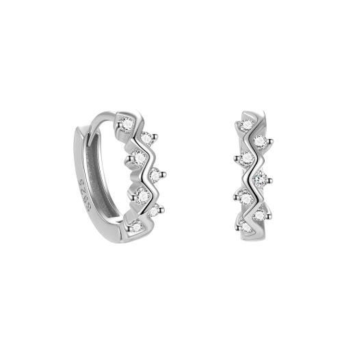 Kubinių Zirconia Mikro Pave sidabro auskarai, 925 Sterling Silver, mikro nutiesti kubinių Zirconia & moters, daugiau spalvų pasirinkimas, 12.50x3.50mm, Pardavė Pora