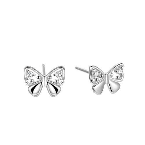 Cubic Zirconia micro pavimenta Sterling Silver Earring, 925 argento sterlina, Farfalla, Micro spianare cubic zirconia & per la donna, nessuno, 8mm, Venduto da coppia