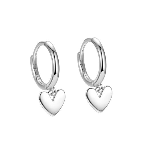 Pendiente Pendiente Huggie Hoop, plata de ley 925, Corazón, para mujer, más colores para la opción, 18x6mm, Vendido por Par