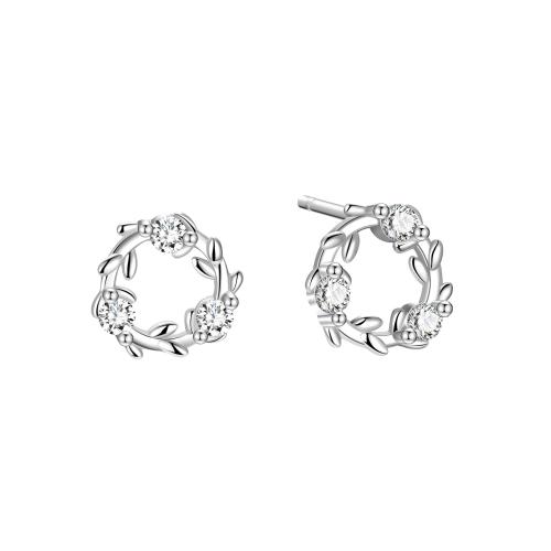 Kubinių Zirconia Mikro Pave sidabro auskarai, 925 Sterling Silver, mikro nutiesti kubinių Zirconia & moters, daugiau spalvų pasirinkimas, 7mm, Pardavė Pora