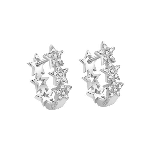 Kubinių Zirconia Mikro Pave sidabro auskarai, 925 Sterling Silver, mikro nutiesti kubinių Zirconia & moters, daugiau spalvų pasirinkimas, 13x5mm, Pardavė Pora