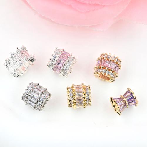 Brass Spacer Beads plated DIY & micro pave cubic zirconia Sold By Bag