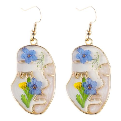 Pendientes de Aleación de Zinc, con Flores secas, chapado, diferentes estilos para la opción & para mujer & pegamento de gota, dorado, Vendido por Par