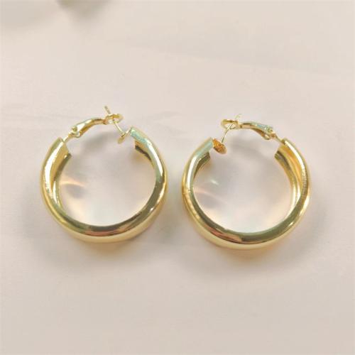 Pendientes de Aleación de Zinc, chapado, para mujer, dorado, Diameter 3cm, Vendido por Par