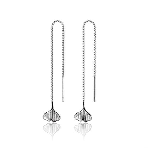 Prás Snáithe Trí Earrings, plátáilte, do bhean, dath platanam, 110mm, Díolta De réir Péire