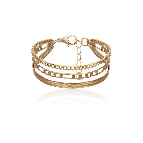 Pulseira de liga de zinco, with 5cm extender chain, banhado, para mulher, dourado, comprimento 16 cm, vendido por PC