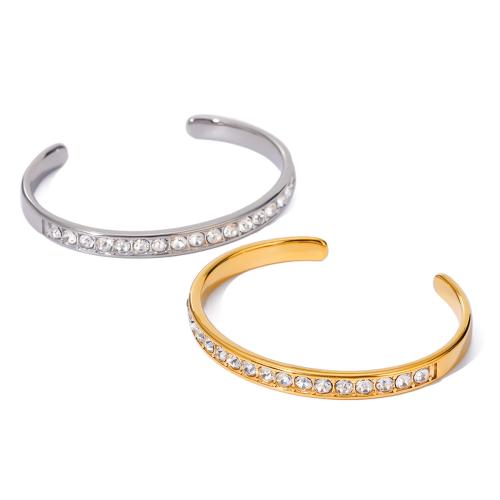 Bracelet en acier inoxydable, Acier inoxydable 304, bijoux de mode & pour femme & avec strass, plus de couleurs à choisir, Diamètre intérieur:Environ 61mm, Vendu par PC