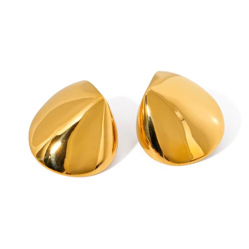 Stainless Steel Stud Earrings 304 Stainless Steel 18K gold plated fashion jewelry & for woman golden Sold By Pair