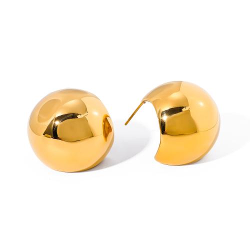 Stainless Steel Stud Earrings 304 Stainless Steel 18K gold plated fashion jewelry & for woman golden Sold By Pair