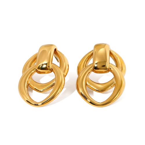 Stainless Steel Stud Earrings 304 Stainless Steel 18K gold plated fashion jewelry & for woman golden Sold By Pair