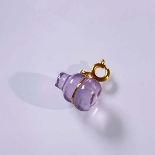 Natürlicher Quarz Anhänger, Amethyst, mit Messing, Kalebasse, DIY, violett, 10x15mm, verkauft von PC