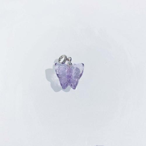 Natürlicher Quarz Anhänger, Amethyst, mit Messing, Schmetterling, DIY, violett, 13x15mm, verkauft von PC