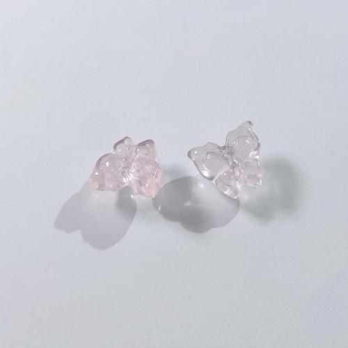 Prirodna ruža kvarca kuglice, Rose Quartz, Leptir, možete DIY, roze, 13x15mm, Prodano By PC