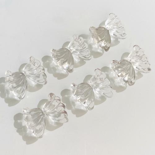 Naturlige klar kvarts perler, Clear Quartz, Butterfly, du kan DIY, hvid, 11x19mm, Solgt af PC