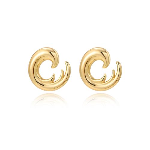 Stainless Steel Stud Earrings 304 Stainless Steel plated for woman golden Sold By Pair