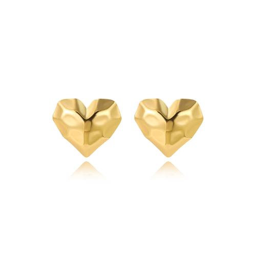 Roestvrij staal Stud Earrings, 304 roestvrij staal, Hart, plated, voor vrouw, gouden, Verkocht door pair