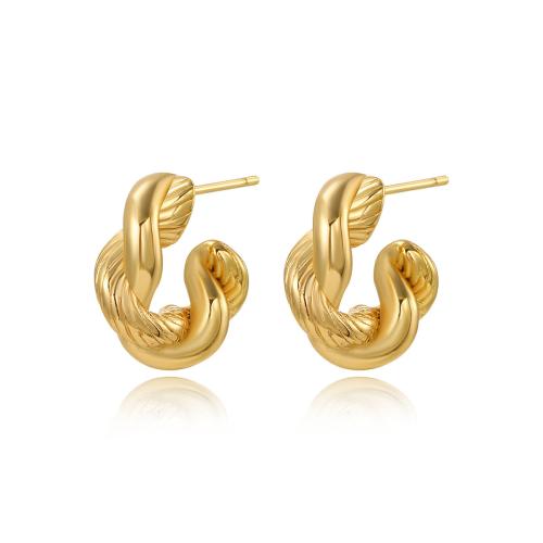 Stainless Steel Stud Earrings 304 Stainless Steel plated for woman golden Sold By Pair