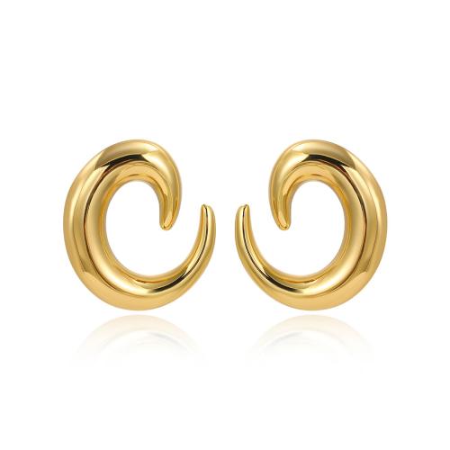 Stainless Steel Stud Earrings 304 Stainless Steel plated for woman golden Sold By Pair