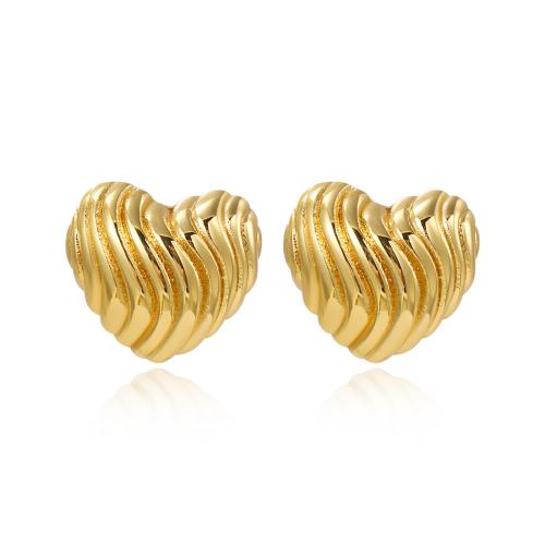 Roestvrij staal Stud Earrings, 304 roestvrij staal, Hart, plated, voor vrouw, gouden, Verkocht door pair