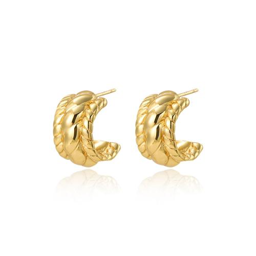 Stainless Steel Stud Earrings 304 Stainless Steel plated for woman golden Sold By Pair