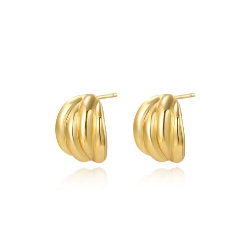 Stainless Steel Stud Earrings 304 Stainless Steel plated for woman golden Sold By Pair