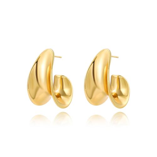 Stainless Steel Stud Earrings 304 Stainless Steel plated for woman golden Sold By Pair