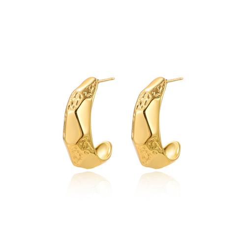 Stainless Steel Stud Earrings 304 Stainless Steel plated for woman golden Sold By Pair