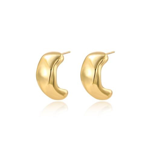 Titanium Staal Earring, plated, voor vrouw, gouden, Verkocht door pair