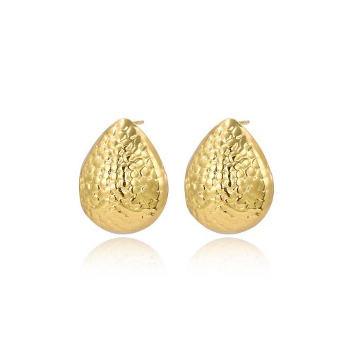 Roestvrij staal Stud Earrings, 304 roestvrij staal, plated, voor vrouw, gouden, Verkocht door pair