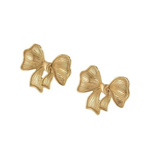 Titanium Staal Earring, Strik, plated, voor vrouw, gouden, 24x21mm, Verkocht door pair