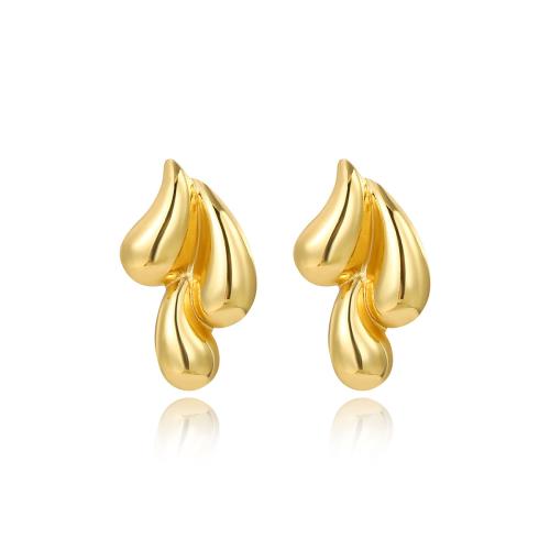 Stainless Steel Stud Earrings 304 Stainless Steel plated for woman golden Sold By Pair