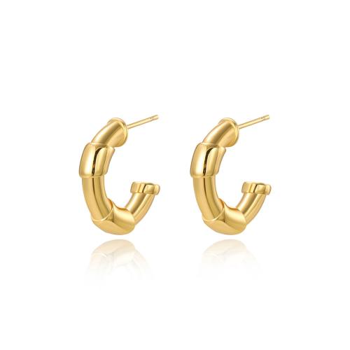 Stainless Steel Stud Earrings 304 Stainless Steel plated for woman golden Sold By Pair