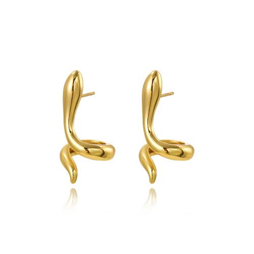 Stainless Steel Stud Earrings 304 Stainless Steel plated for woman golden Sold By Pair