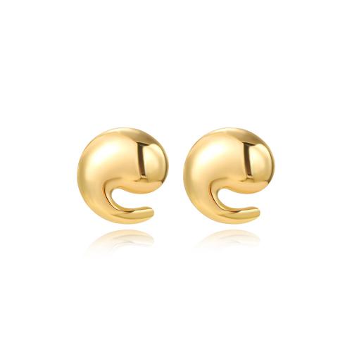 Stainless Steel Stud Earrings 304 Stainless Steel plated for woman golden Sold By Pair