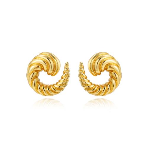 Stainless Steel Stud Earrings 304 Stainless Steel plated for woman golden Sold By Pair