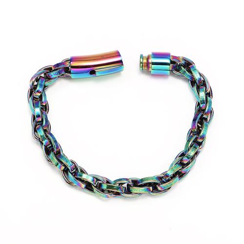 Pulseira de aço titânio, Partículas de aço, banhado, estilo punk & para o homem, Mais cores pare escolha, vendido por PC