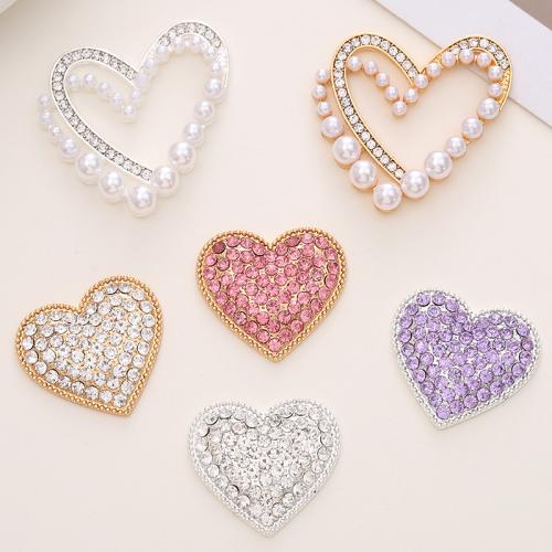 Zinc Alloy Sko lås, med Plastic Pearl, Heart, du kan DIY & forskellige stilarter for valg & med rhinestone, flere farver til valg, Solgt af PC