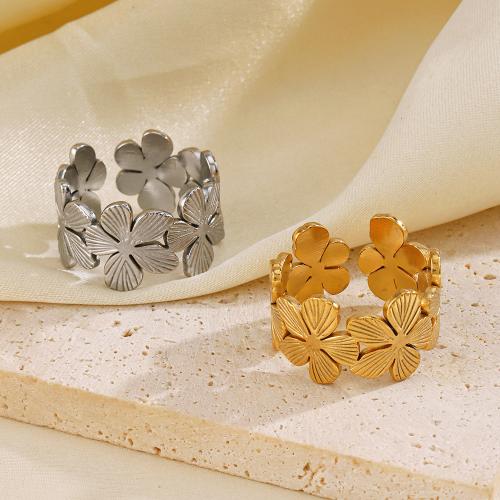 Stainless Steel Finger Ring 304 Stainless Steel Flower fashion jewelry & for woman Sold By PC