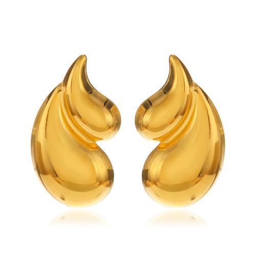 Stainless Steel Stud Earrings 304 Stainless Steel 18K gold plated fashion jewelry & for woman golden Sold By Pair