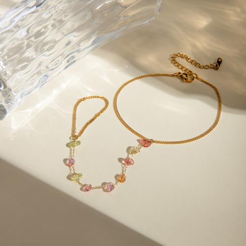 Fashion Stainless Steel Jewelry Sets 304 Stainless Steel with Gemstone & Plastic Pearl gold color plated fashion jewelry  golden Sold By Pair