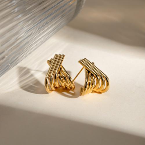 Roestvrij staal Stud Earrings, 304 roestvrij staal, gold plated, mode sieraden & verschillende ontwerpen voor de keuze, gouden, Verkocht door pair