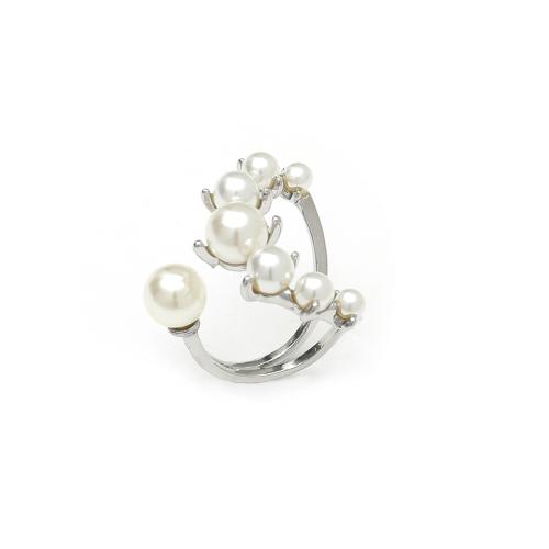 Cink Alloy Finger Ring, s Plastična Pearl, modni nakit & za žene, više boja za izbor, Prodano By PC